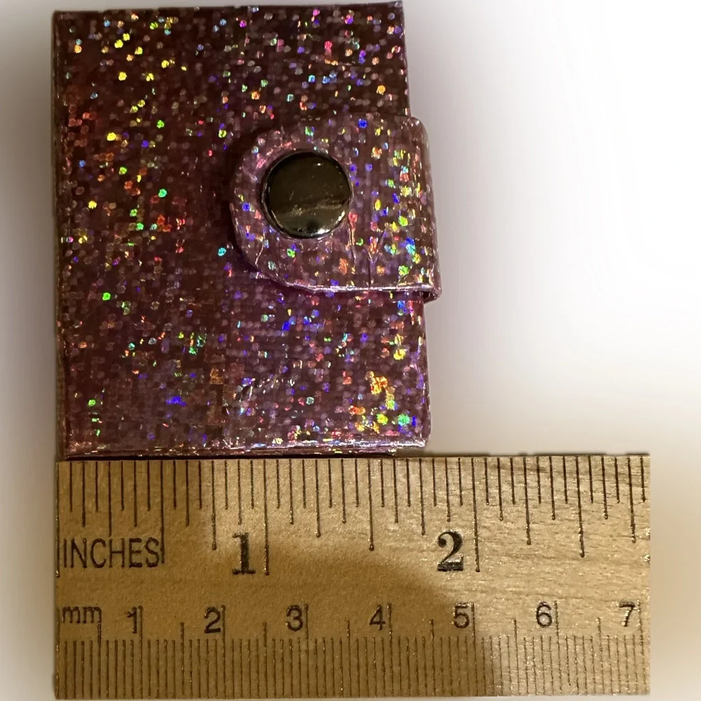 VTG TINY JOURNAL NOTEBOOK PINK GLITTERY 1.25”x2” KEYCHAIN SIZE MINI COLLECTIBLE